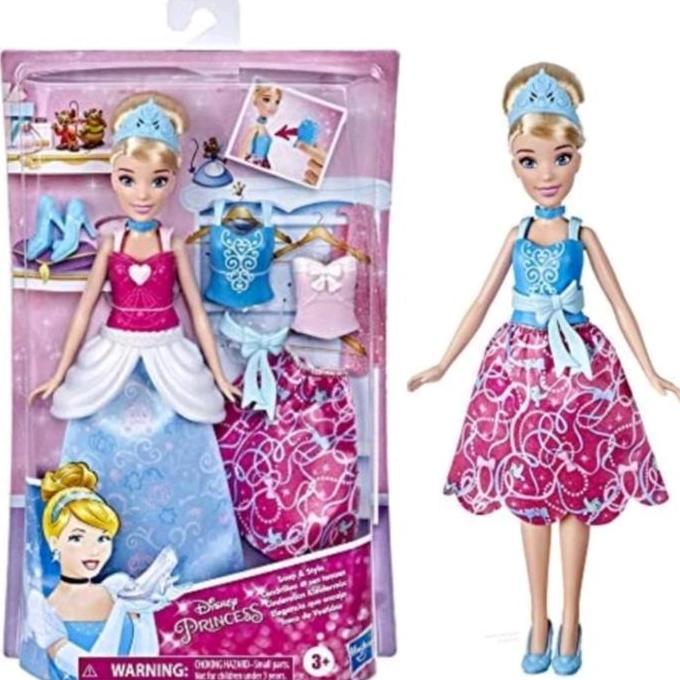 Boneka Barbie Disney Princess Cinderella Snap & Style Doll 30cm