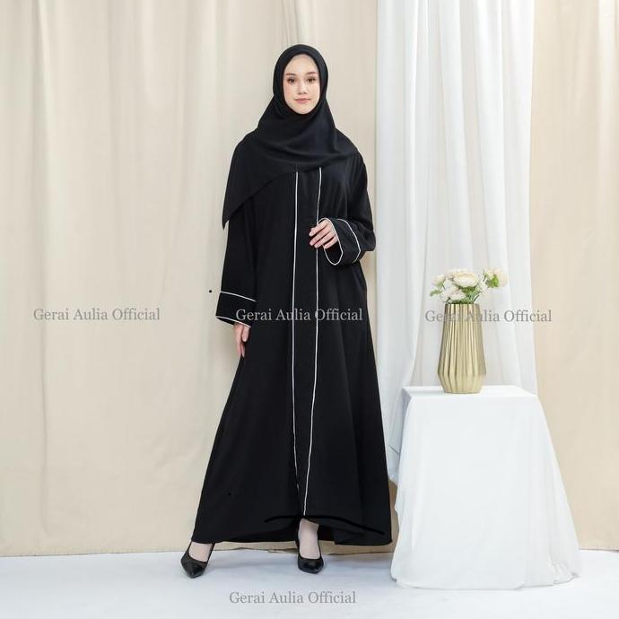 Abaya Khalifah by Gerai Aulia Jetblack Polos Gamis Turki Wanita Terlaris