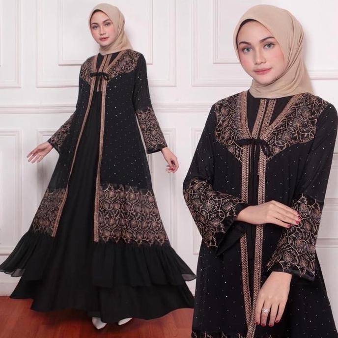 GAMIS ABAYA TURKEY HITAM BORDIR ROMPI NEW WARNA Terlaris