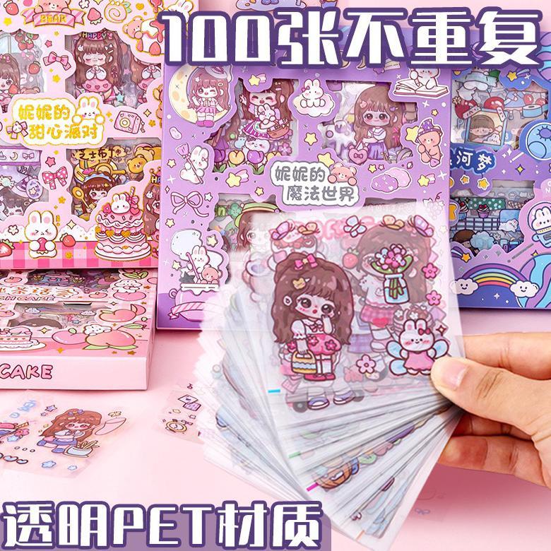 Stiker Masu 100 Lembar Nini Mochi Tea Time Lucu Sticker Korea