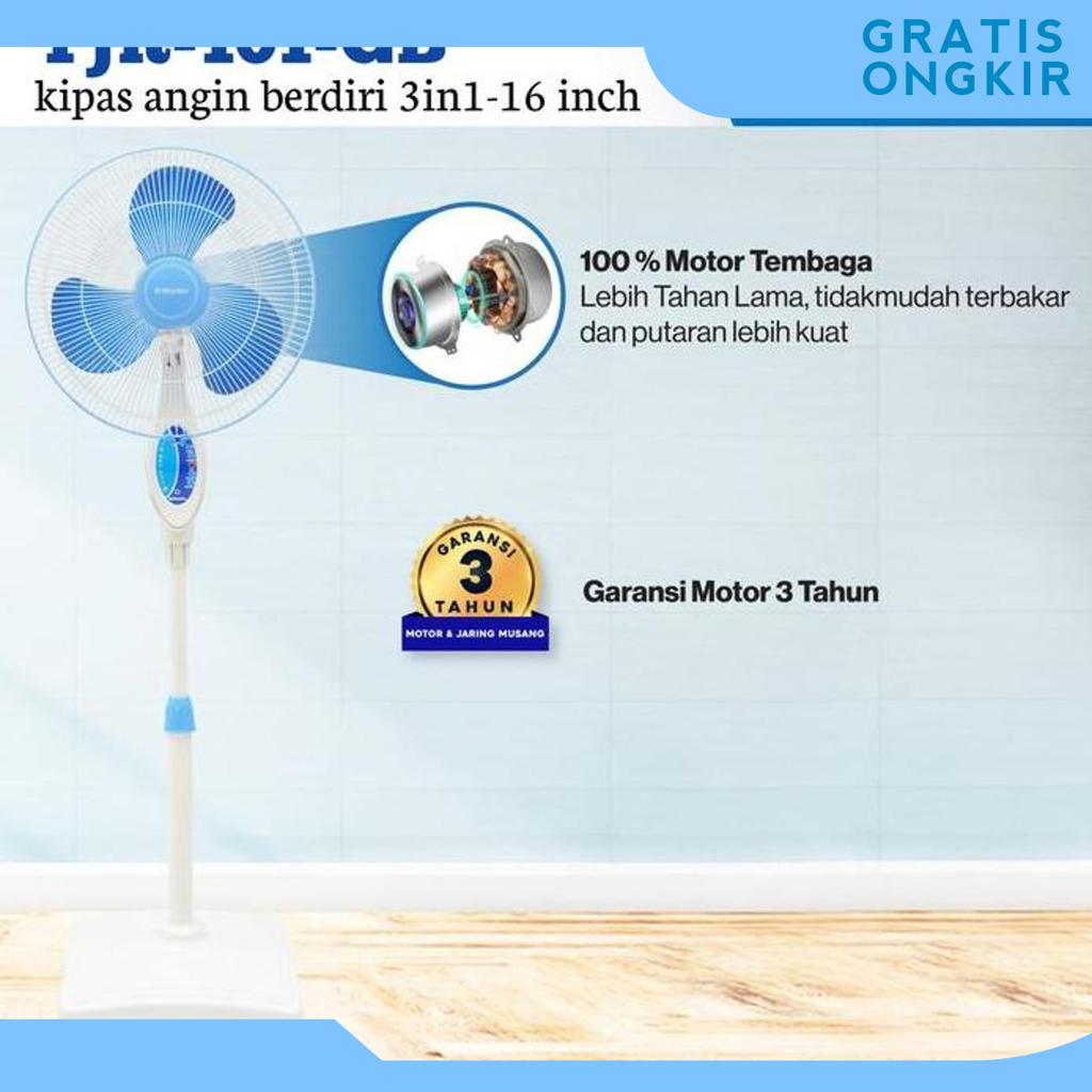 Miyako Tjr 101 Kipas Angin Berdiri 3In1/Kipas Angin 3 Fungsi/Kipas Angin Remot 16 Inch/Remot Control