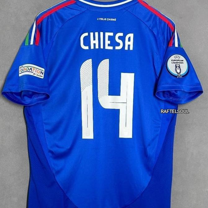 JERSEY BAJU BOLA ITALY ITALIA HOME 2024 + FULL PATCH & NAMESET GRADE ORI