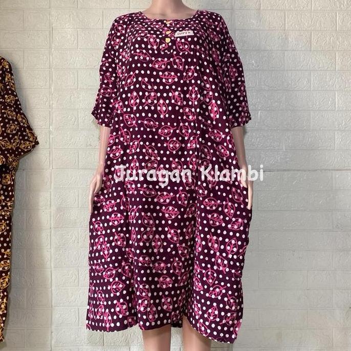 Promo DASTER L5 JUMBO LD 150 KENCANA UNGU BATIK CAP LABEL HITAM Busui Kancing Nyaman Wanita  Bumil D