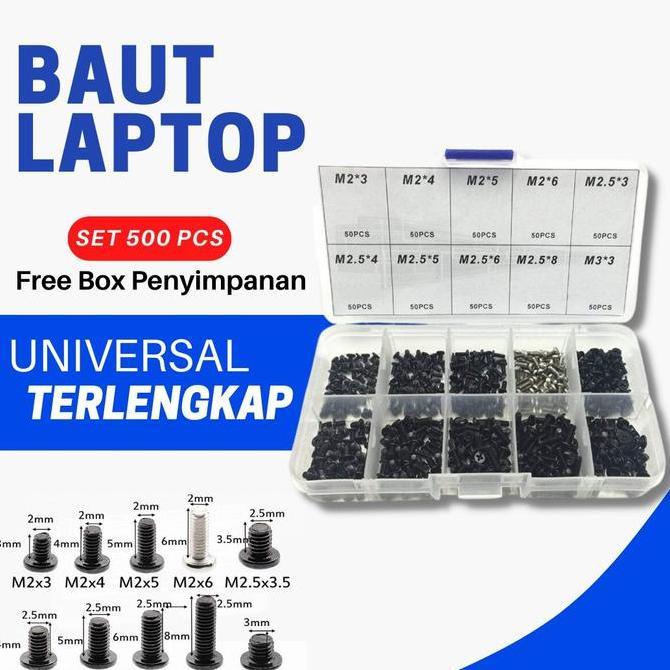 Baut Mur Screw Laptop Universal Pcs Set Kit