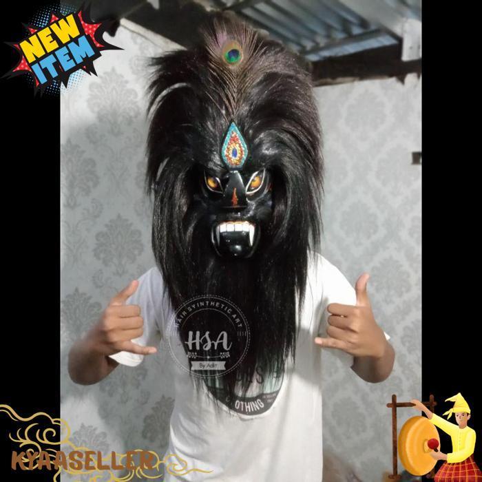 Topeng Ganongan/Topeng Bujang Ganong Mata Kaca Full Hitam [Br 1111]