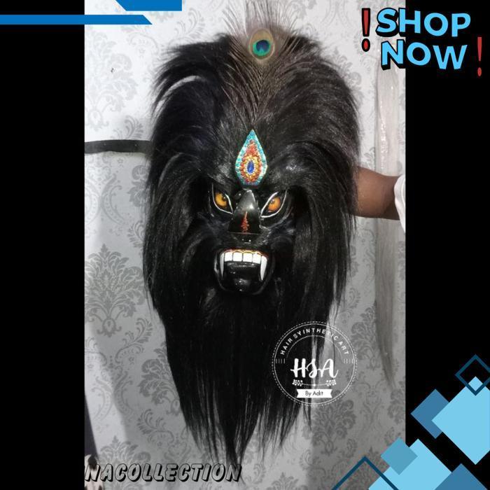 Topeng Ganongan/Topeng Bujang Ganong Mata Kaca Full Hitam [Br 1111]