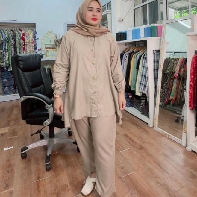 REGENTAS DAILY ONE SET WANITA JUMBO BAHAN LINEN