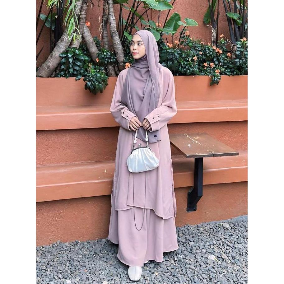 Ufaira Collection~One Set Almeera Setelan ~ Bahan Shabrina Anti UV