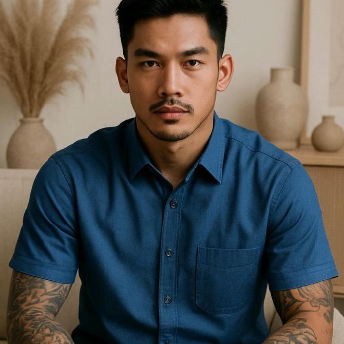 Kemeja Hem Polos Denim Blue Katunlengan Panjang Pendek Unisex Adem Atasan Baju Distro Nyaman Pria Se