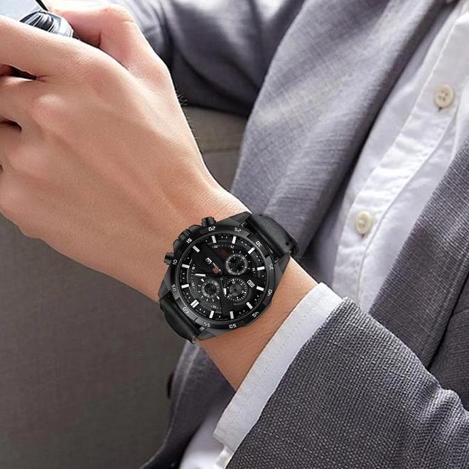 Vava Voom Jam Tangan Chrono Aktif Pria Elegan Strap Kulit Analog Anti Air Bergaransi 100% Ori Water 