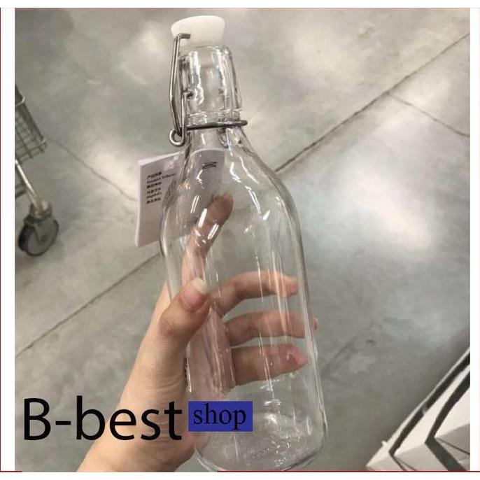 Botol kaca bening dengan penutup / BOTOL BELING 1 liter & 0,5 liter