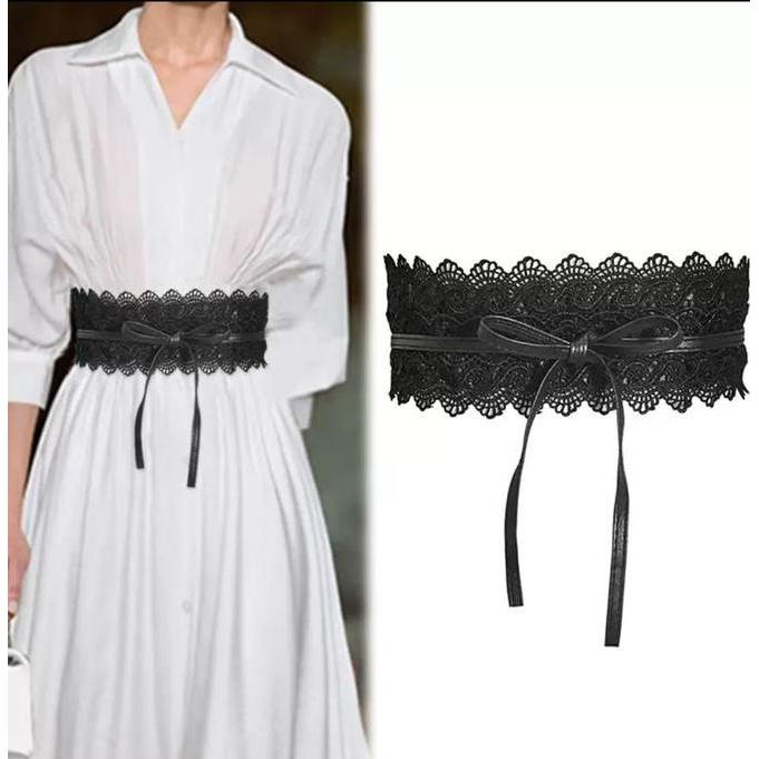 Vendi Ikat Pinggang Wanita Sabuk Lebar Belt Fashion Korea Obi Lebar Kulit Renda Bla Pink