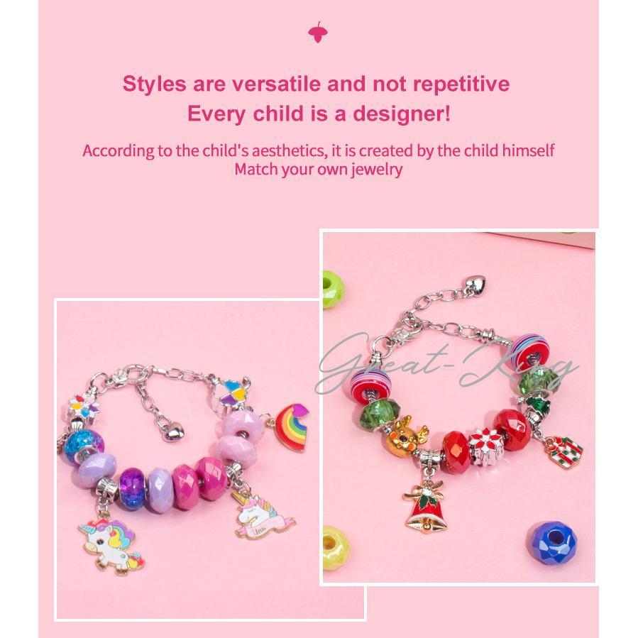 Set Gelang Gelang Manik-manik Gelang Manik-manik Anak Hadiah Ulang Tahun Gadis Manik-manik DIY Gelan