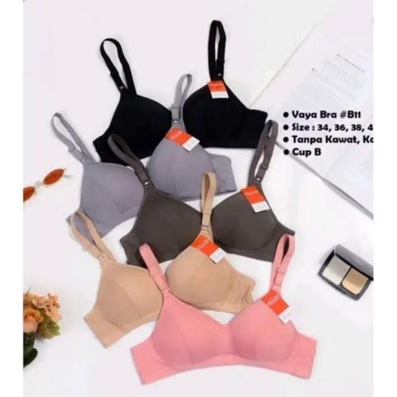 VAYA Bra/BH 3 PCS Casual Style Tanpa Kawat Cup A-B Kait 2 Art VAYA B11