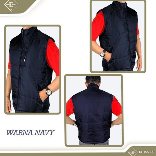 Rompi Gelembung Parasut Pria Polos Hitam Navy Dewasa Anak Vest Puffer Resleting Tebal Anti Angin Air