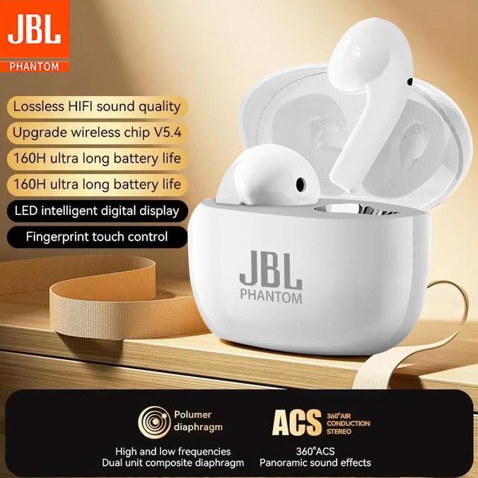 JBL Phantom TWS Bluetooth 5.3 Headphone Nirkabel Klip Telinga Musik Headset Peredam Kebisingan Pangg