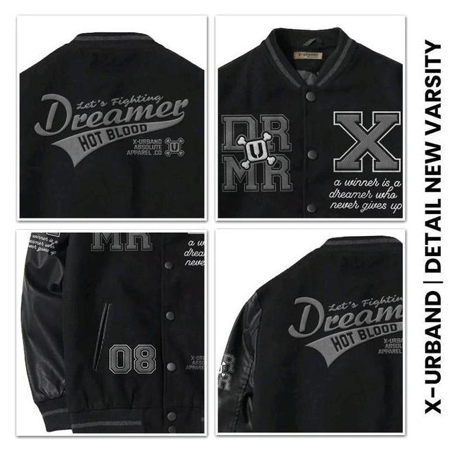 Jaket Varsity Drmr Black Full Embrodery X Urband
