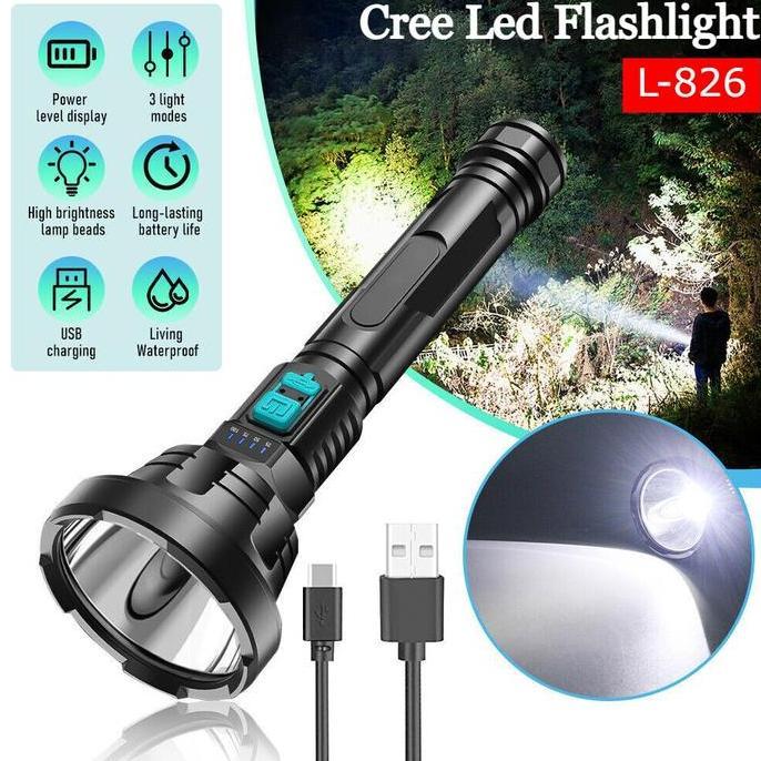Lampu Senter Sorot Led  Rechargeable Cas USB Senter Cree Led Super Terang