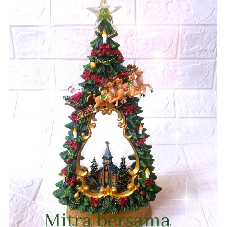 SNOW GLOBE KOTAK MUSIK AIR BOLA KACA KADO NATAL CHRISTMAS TREE