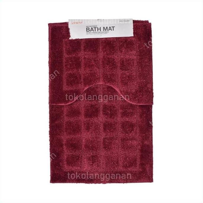 Arthome Set Keset Kamar Mandi 50X80 Cm Dan Keset U Shape - Merah