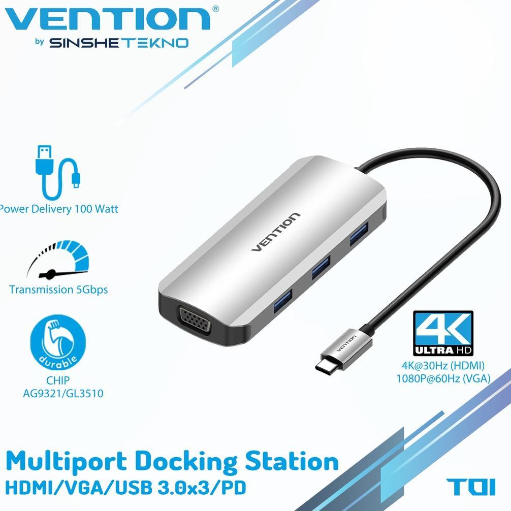 VENTION USB Type C HUB Multiport VGA HDMI USB 3.0 Micro USB PD Metal Body