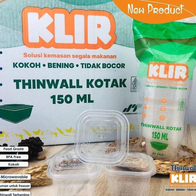 Thinwall 150 ml KLIR/Thinwall Square/Kotak Plastik 150 ml/Kotak Puding