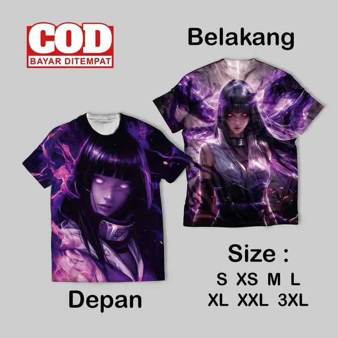 Kaos FullPrint Hinata Hyuga Wallpaper Keren | T Shirt AOP Naruto Hinata Hyuga Depan Belakang