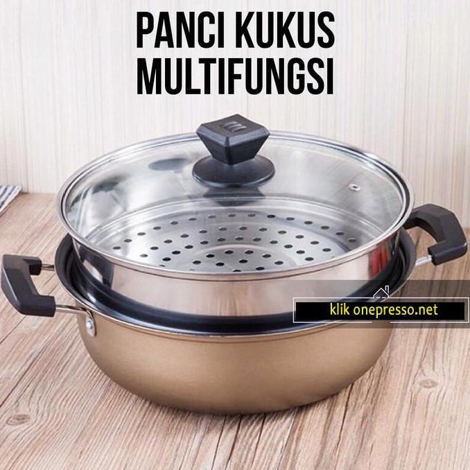 Panci 28cm kukus WARNA 2 susun stainless