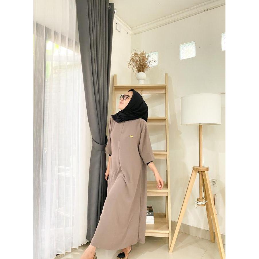 Mamy Midi Dress Soft Crincle Premium Lengan Siku By Rafikawu Daster Polos Jumbo Ld 120 Pb 120Cm 2023