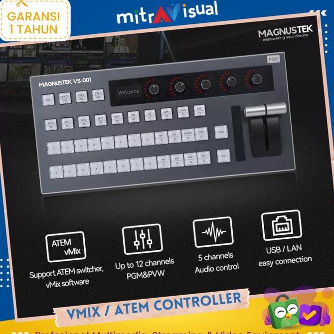 MAGNUSTEK VS-001 12 CHANNEL 2 IN 1 ATEM / VMIX CONTROLLER ORIGINAL DAN TERPERCAYA