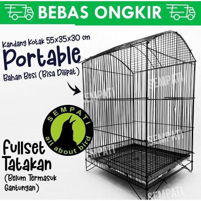 SEMPATI Sangkar Kotak Besi Lipat 55 x 35 x 30 cm Kandang Burung Perkutut Kenari Pleci Sogon Ciblek L