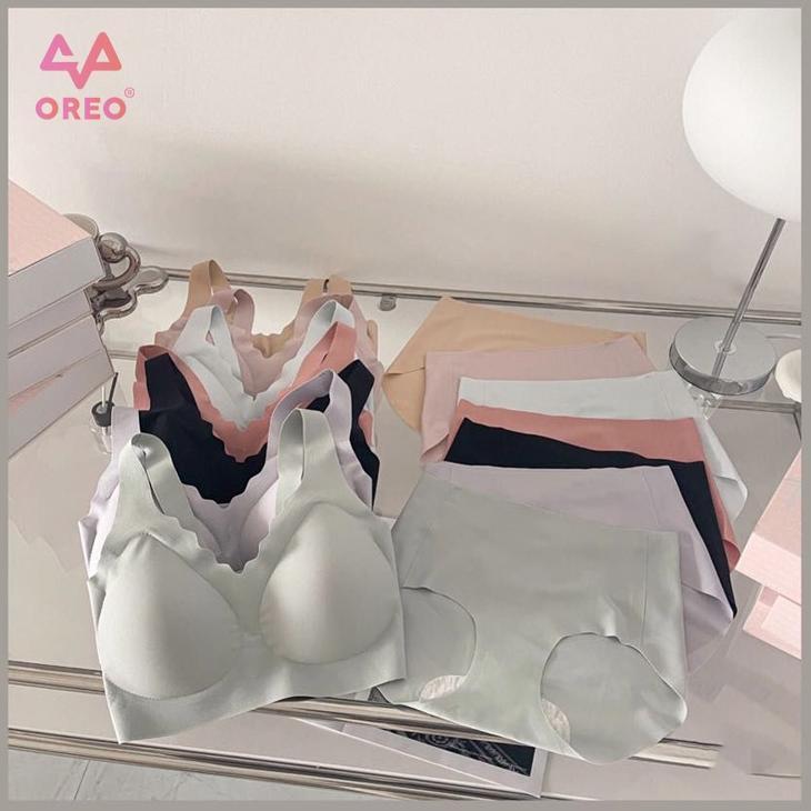 Omagoedang - OREO 1 Set Bra Seamless Tanpa Kawat + Celana Dalam Kelopak Bunga Elegan