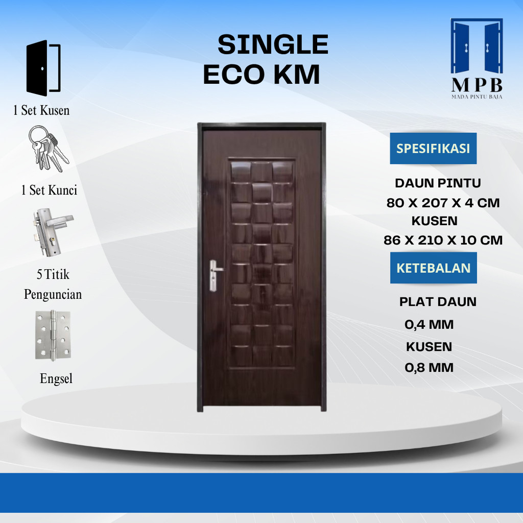 Mada Pintu Baja (SINGLE ECO KM) Pintu Rumah Baja Single Full Set /  Pintu Kamar Pintu Utama Bahan Pl