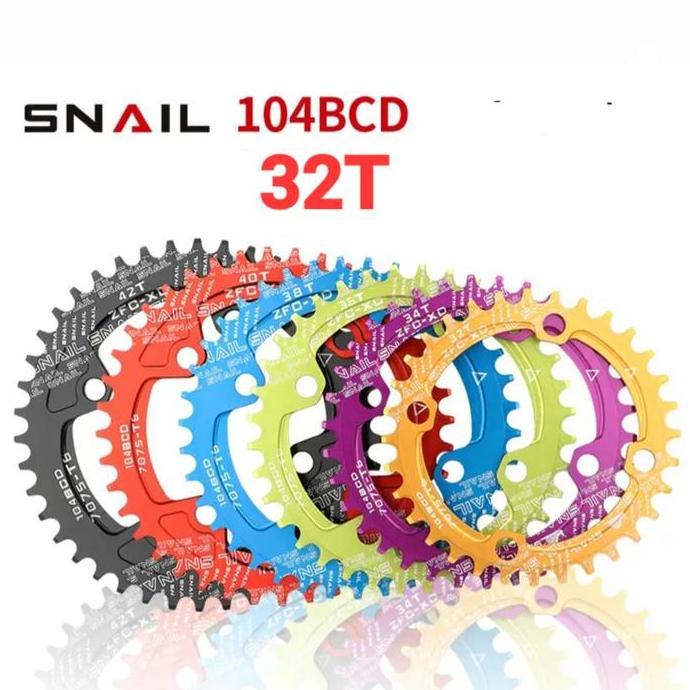Snail Chainring 32T BCD 104 Narrow Chain ring Arm Crank BCD 104 Hitam