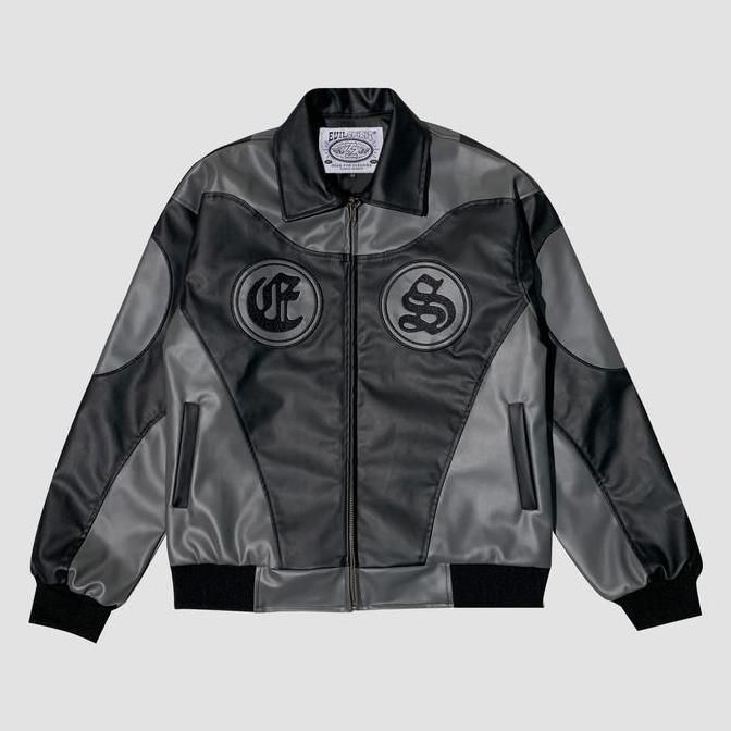 Sale Evilspirit Leather Jacket - Tursty Black Gray Unisex Jaket Pria Wanita Kulit Panjang Tebal Zipp