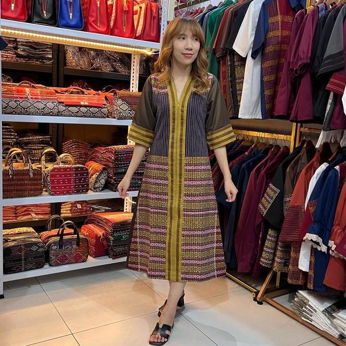 Dress Etnik Tenun Ulos Ragihotang Lurik Asli Model : Rg Lurik