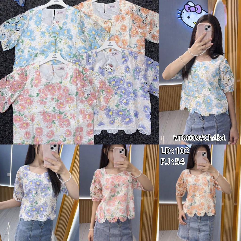 atasan wanita katun bolong kombinasi brokat all size