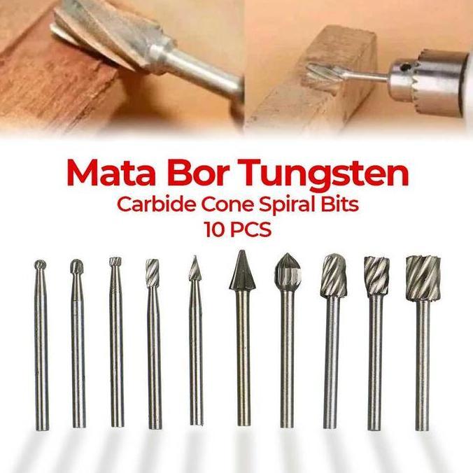 Set Mata Bor Ukir Kayu 10 Pcs Pengukir Kayu Plastik Besi Multifungsi Tahan Lama Alat Ukir Listrik