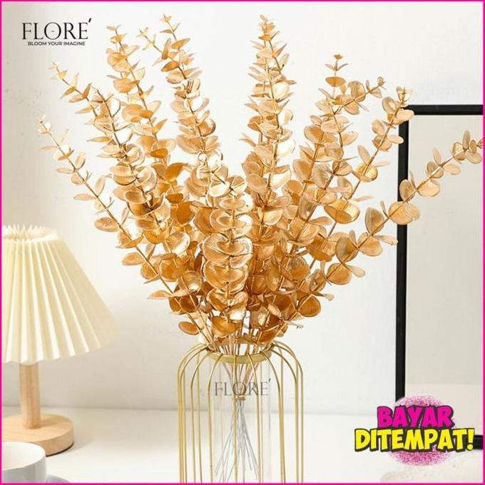 Promo Daun Ginkgo Emas Besar Artificial Flower/Daun Gold Dekorasi Emas Golden Daun Dollar Emas Eucal