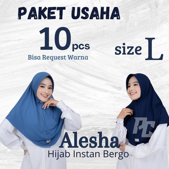 PAKET USAHA 10 PCS ALESHA SIZE L | Paket Usaha Hijab | Paket Usaha Jilbab | Paket Usaha Hijab Sport 
