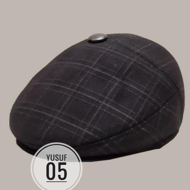 Topi Pet Baret Hat Flat Cap Baret Hitam