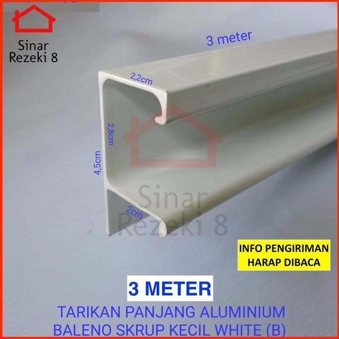 Tarikan Handle Aluminium Putih GP 30 Profil Lis Frame 3 M Alumunium