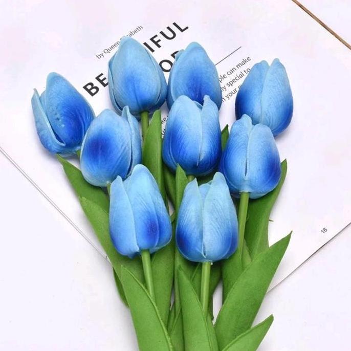 Promo Bunga Tulip Artificial Latex Import - Biru Terang / Light Blue COD