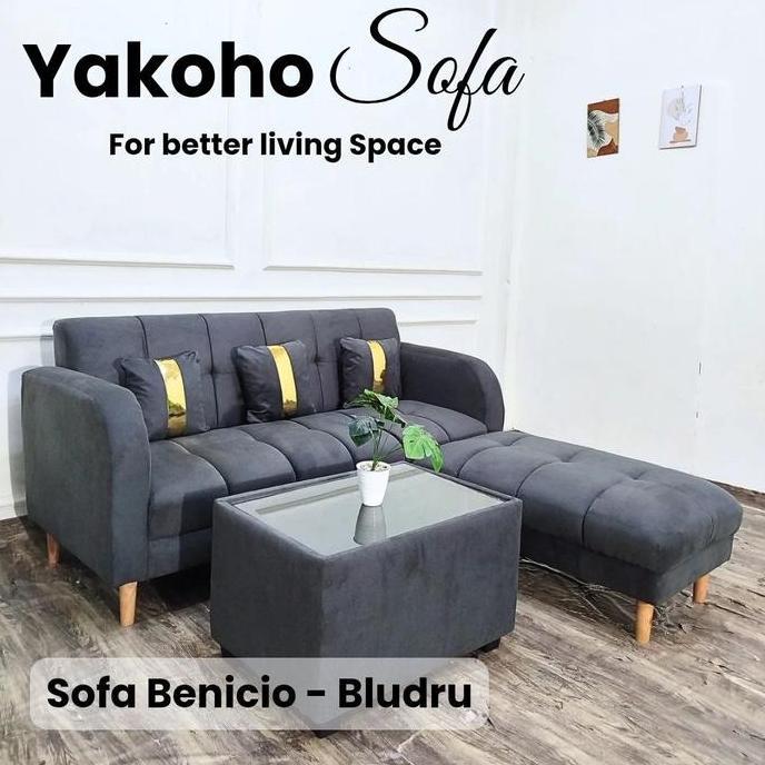 Terbaru Sofa Minimalis L Putus / Sudut   / Yakoho Benicio / Free Ongkir Bandar Lampung Bantal Busa K