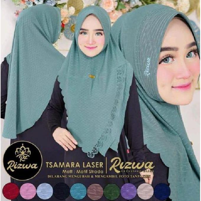 Jilbab Laser Cuting Tsamara Bahan Jersey Strada By Rizwa