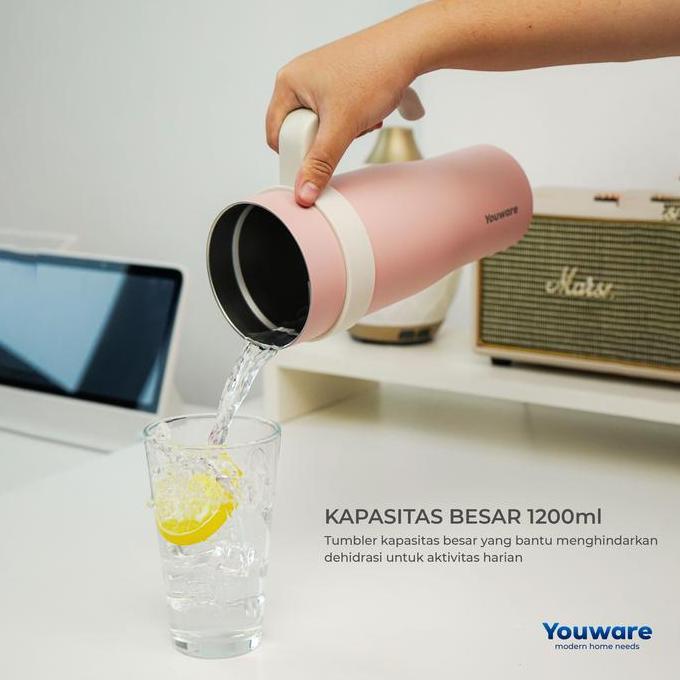 Youware - Noire Stainless Tumblr 1200 (Ml) Hot And Cold Bpa Free / Tumbler 1.2 Liter Bisa Panas Dan 