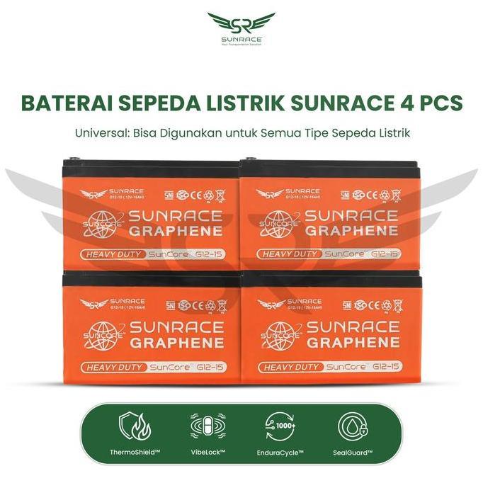 Terlaris Baterai / Aki Premium Sunrace 48V 15Ah Daya Tahan Maksimal, Performa Stabil, Cocok Untuk Se