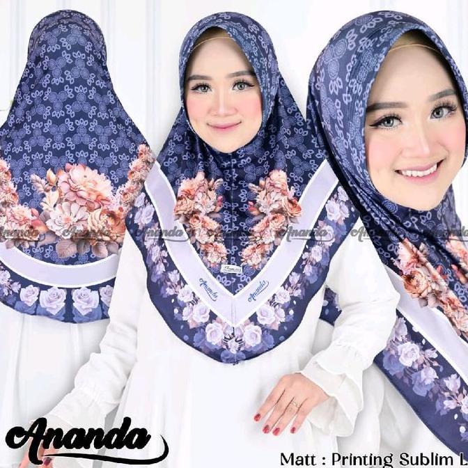 Hijab bergo pet Jersey printing motif bunga mawar