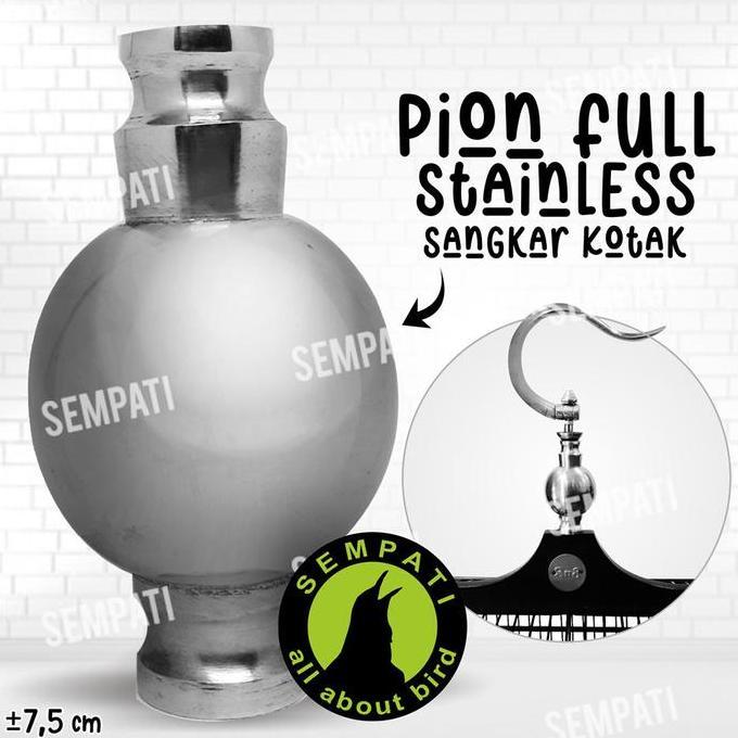 SEMPATI Pion Sangkar Kandang Burung Kotak Stainless Bulat Mahkota Gantungan Besi Logam Alumunium Fit