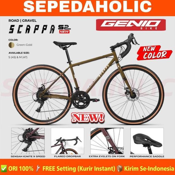 Terbaru Sepeda Gravel Genio Scappa S2 New 700C 18 Speed Roadbike